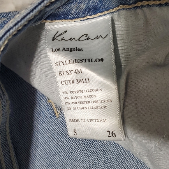 KanCan Lighter Wash Distressed Skinny Jeans w Frayed Hem Size 26 Waist 26.5 In - Picture 5 of 7